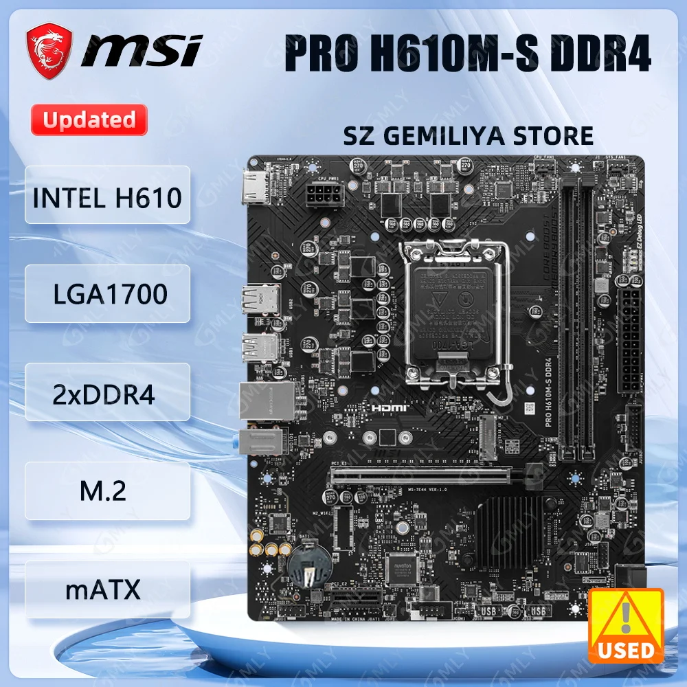 MSIPROH610M-SDDR4Moederbord1700IntelH610DDR464GBMirco-ATXondersteuningi9-14900i5-14400i5-13600i7-12700Ti5-12500cpu-AliExpress