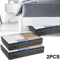 Thick Breathable Underbed Clothes Storage Bags Foldable Under Bed Bags Under Bed Storage Boxes Zippered Organizer 2 Pcs 1