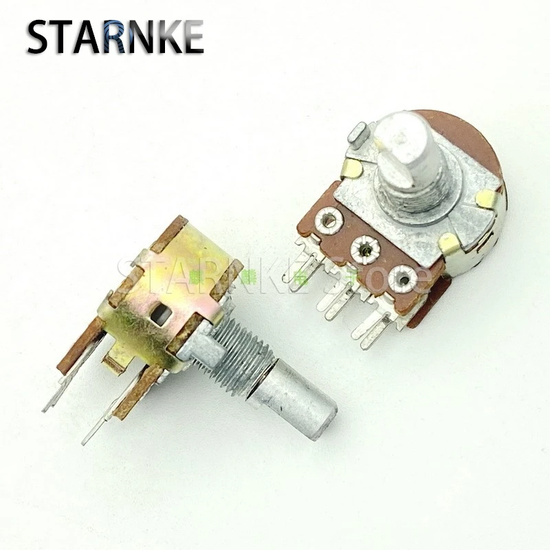 2PCS 16 Type A10K 6-Pin Dual Speaker Amplifier Audio Volume Potentiometer A103 D Shaft Length 15mm