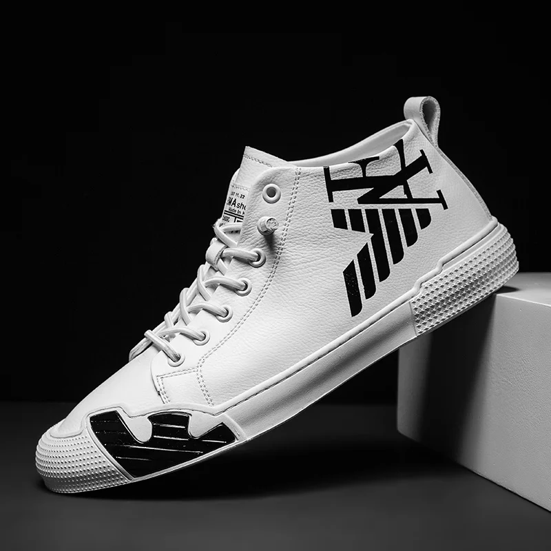 

2023 New Arrival Leather Shoes For Men High Top Casual Sneakers For Male Fashion Shoes Mens Comfortable Walking Shoes Man