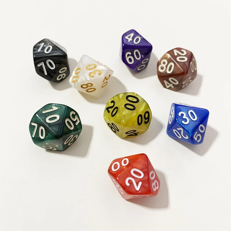 Game dice 8 Pcs 10-sided D10 for funny RPG table board gambling games