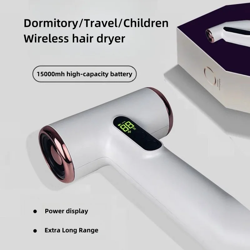 2024 Hot Selling Wireless Hair Dryer 30000 Rpm High-Speed Dry Cold Warm Wind Children's Home Dormitory Travel USB Charging Hair