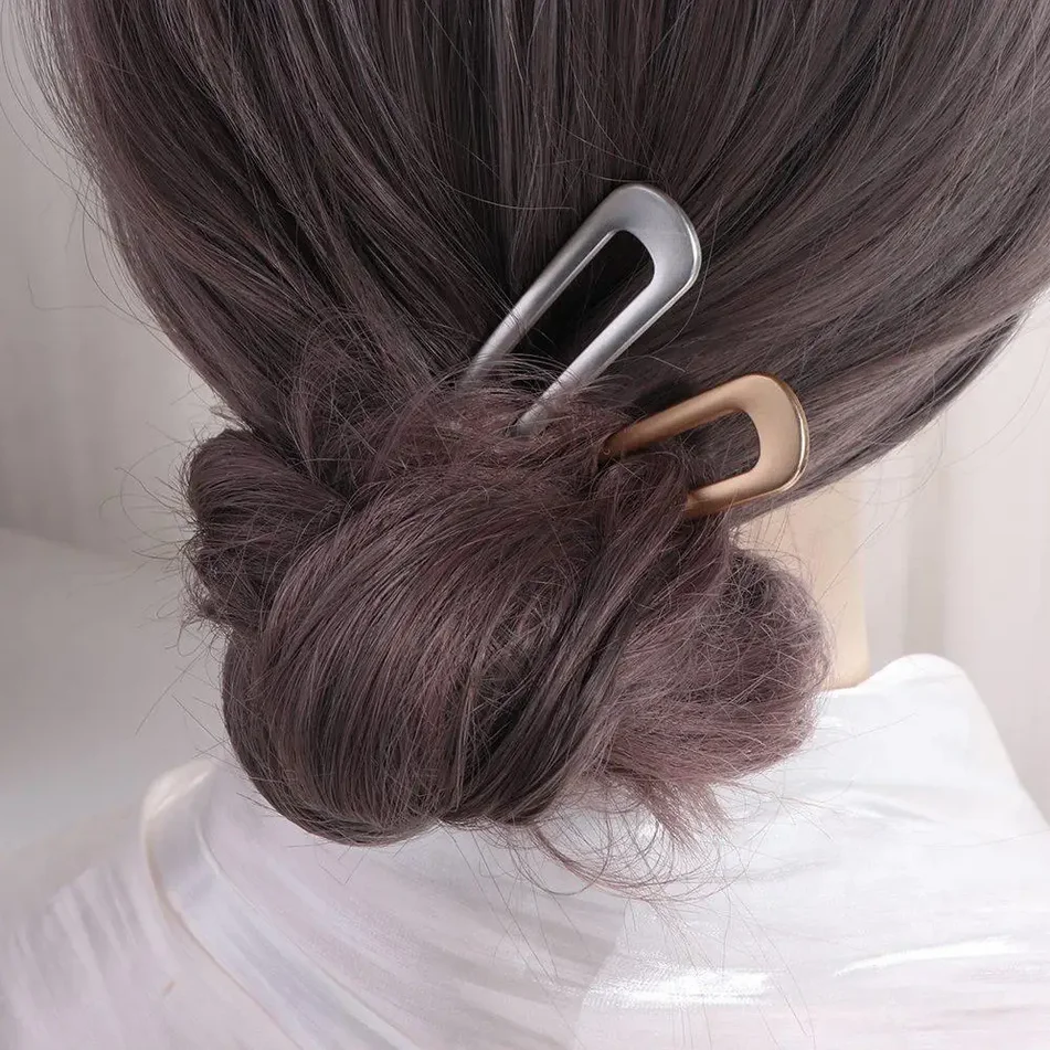 Luxuriöse Metall-Haarspange im französischen Stil, U-förmiger Haarstab, Muschel-U-Haarspange für Damen und Mädchen, Hochzeitsfrisur, Haarschmuck – Detail 4