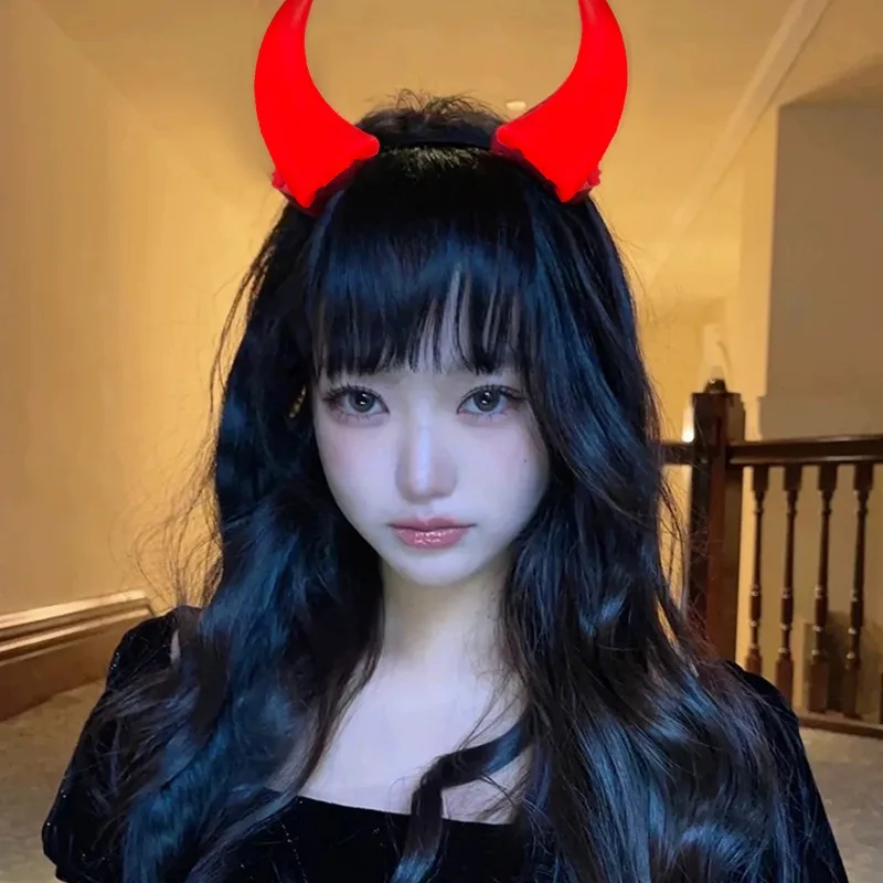Accesorio Halloween Carnaval Rojo Negro Diadema Cuernos Diablo Rojo/Negro | Disfraz Halloween Y Carnaval | Para Mujeres Y Niñas Disfraz Demonio Diablesa