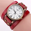 1pc Women's Watch Fashion Round Dial Retro Leather Strap Quartz Watch 2