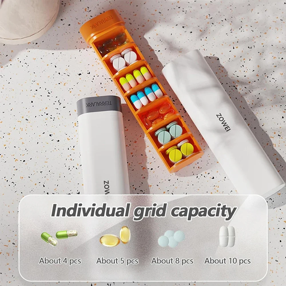 Compact and Stylish Weekly Pill Organizer for Vitamins and Supplements