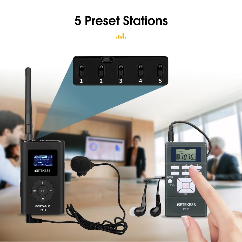 Retekess FT11 Portable FM Transmitter Support TF Card