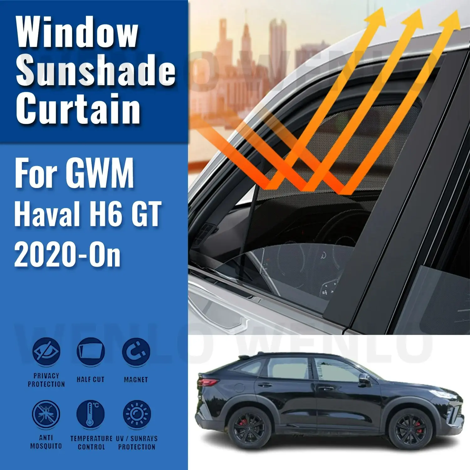 

For GWM Haval H6 S GT Coupe 2020 2021 2022 2023 2024 Magnetic Car Sunshade Front Windshield Curtain Rear Side Window Sun Shade