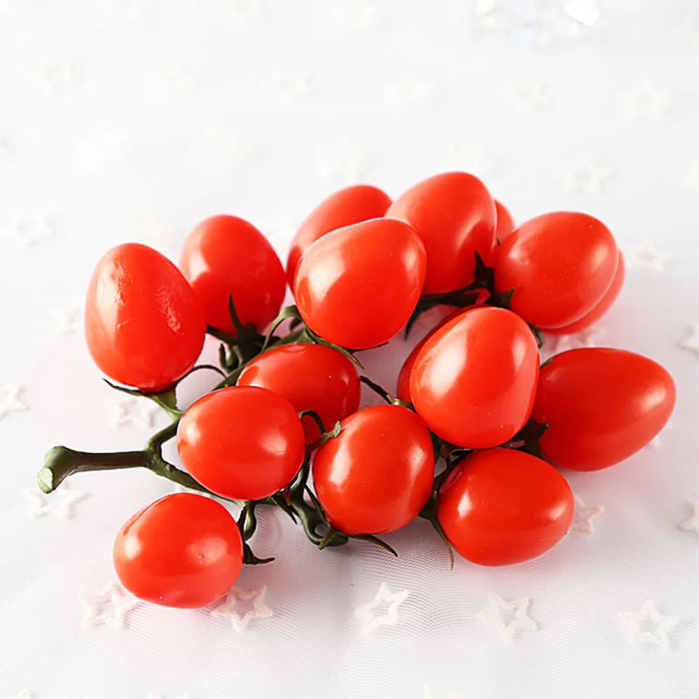 19cm Künstliche Tomaten Rot-Gelb Gefälschte Rote Rankentomaten Obst Fotografie-Requisiten Ausstellungsstück Deko Heimdekoration – Detail 3