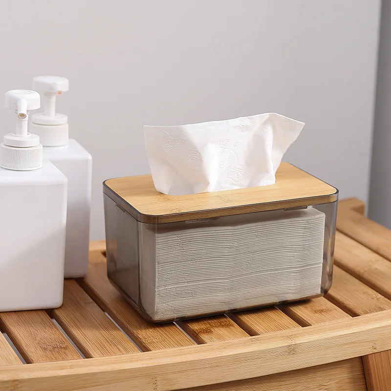 

Bamboo Tissue Holder For Bathroom Napkin Tissue Storage Box For office kitchen Car Wooden Toilet Paper Holder