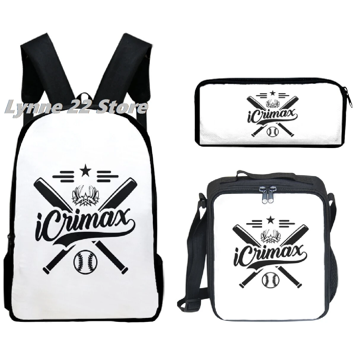 Hot Sale icrimax Backpack 3pcs/Set Boys Girls School bag lunch bag pencil case icrimax Bag Travel Laptop 5
