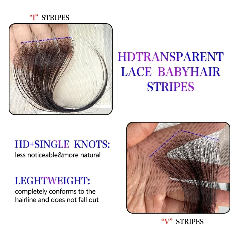 15cm Human Hair Invisible Natural Bangs Black Lace Edges Seamless Covering Forehead Hairline Patch Sideburn Edge Patch human hair bangs