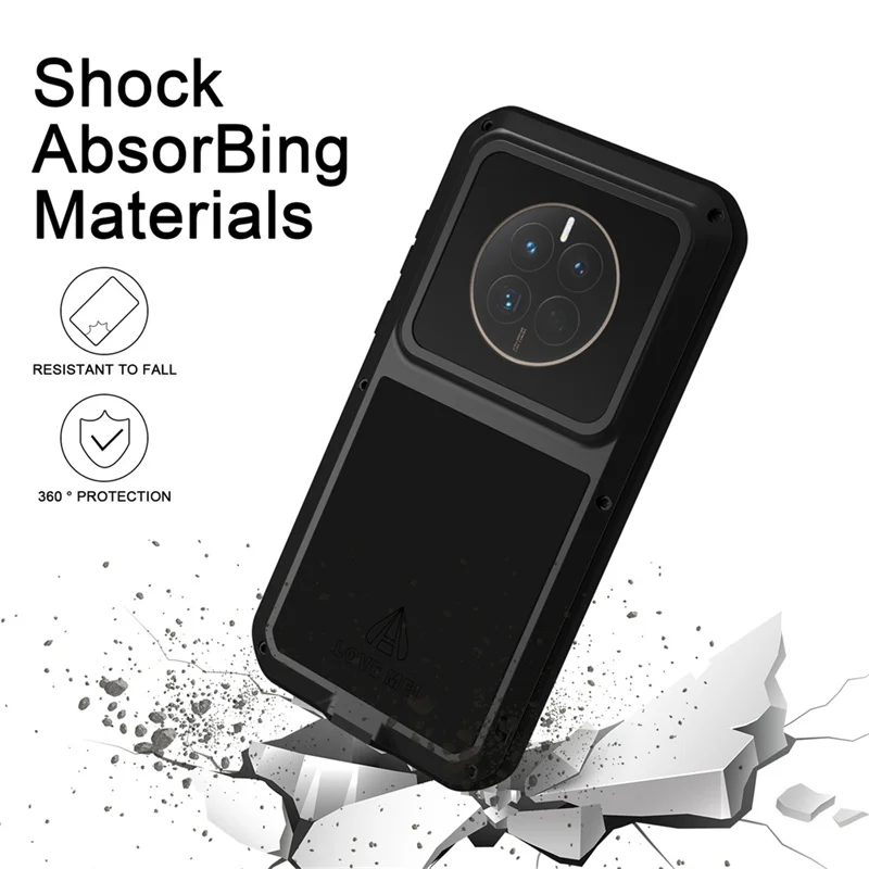 Love Mei Phone Case Silicone Military Grade Metal Protective Cover Shockproof and Dustproof for Huawei P60 P60pro P60art