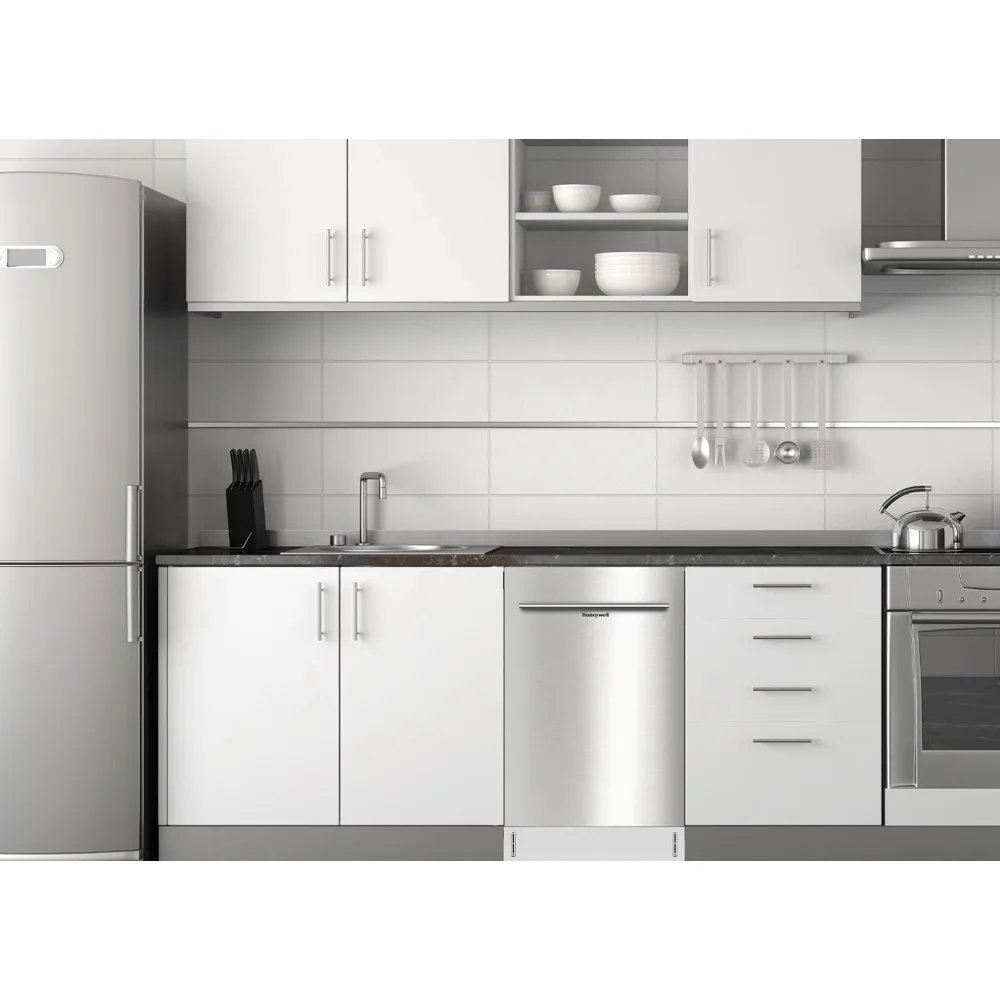 Honeywell 18 Inch Dishwasher with 8 Place settings, 6 Washing Programs, Stainless Steel Tub, UL/Energy Star- Stainless Steel