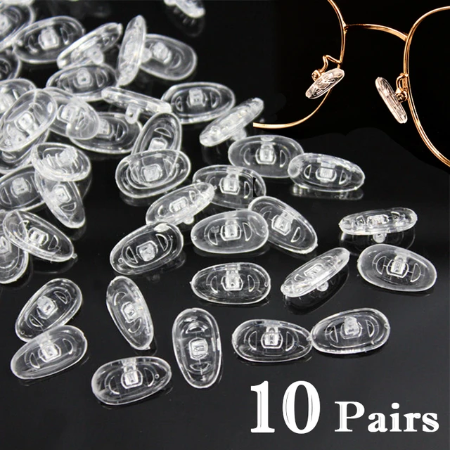 10Pairs Air Chamber Oval Silicone Soft Anti Slip Support Nose Pads Screw-in  for Eyeglasses Nosepads