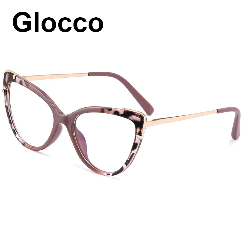 Trend Optical Reading Glasses Blue Light Filter Fashion Transparent Cat Eye Glasses Frame TR90 Women's Prescription Eyeglasses + 4