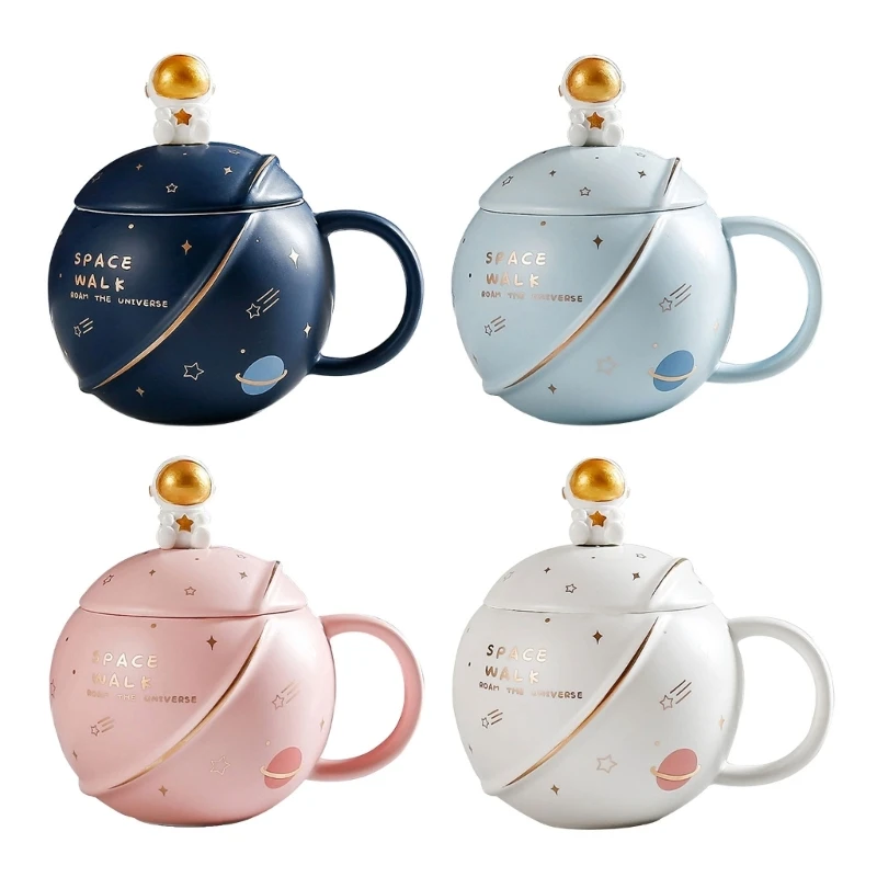 

Ceramic Water Cup with Lid and Spoon Beverage Mug Suitable for Home and Office
