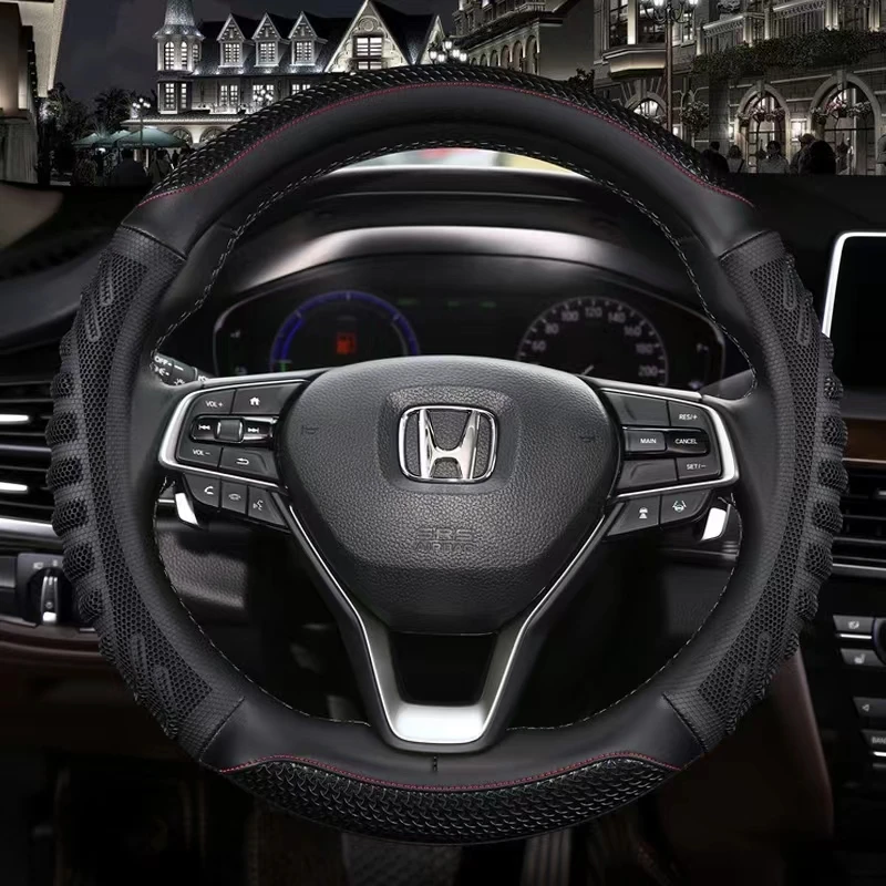 Car Steering Wheel Cover Carbon Fiber Leather For Honda Civic 20152021