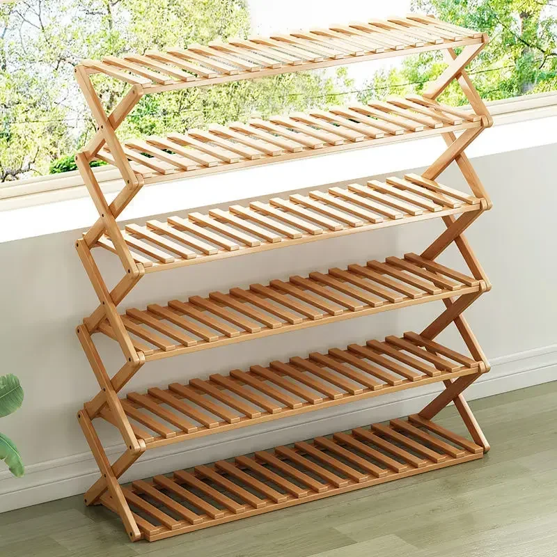 

Installation-Free Multi-Functional Shoe Rack Multi-Layer Simple Shoe Cabinet Doorway Household Bamboo Wooden Folding Shoe Racks