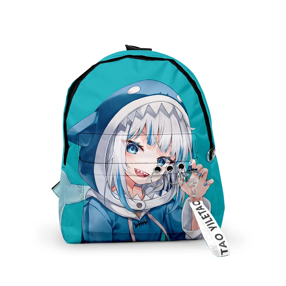 Classic  Gawr Gura Cute Shark Backpacks Boys/Girls pupil School Bags 3D Print Keychains Oxford Waterproof Cute Small Backpacks