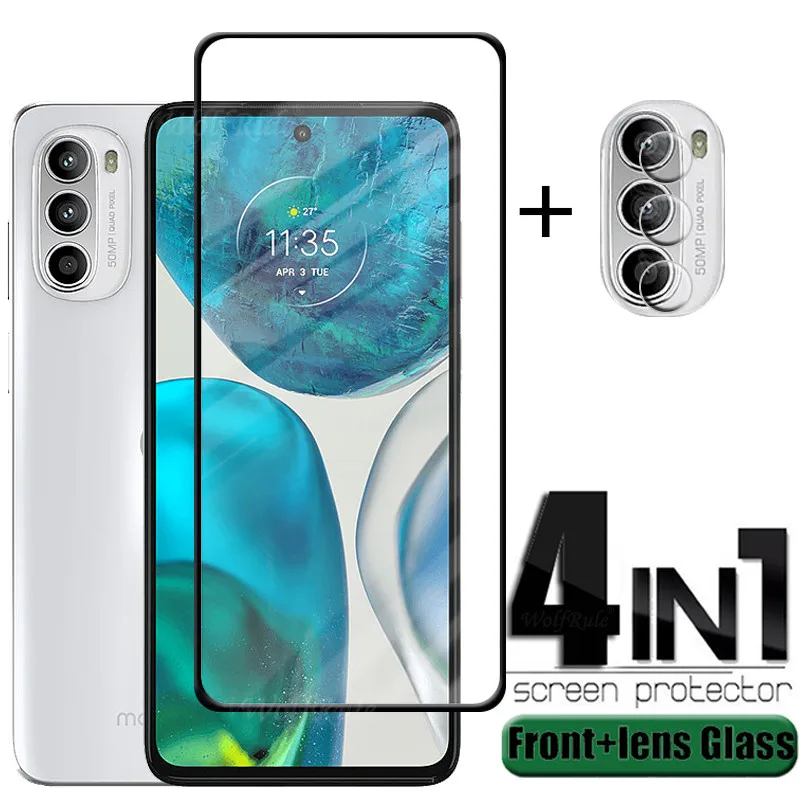 

4-in-1 For Moto G52 Glass For Motorola Moto G 52 G52 Tempered Glass Full Cover 9H Film Screen Protector For Moto G52 Lens Glass