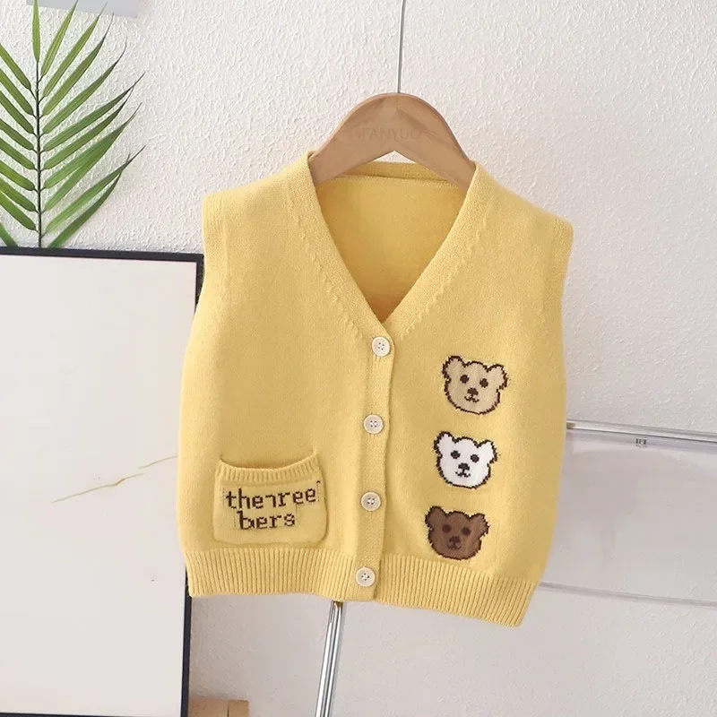 Cartoon Bear Children Knitted Vest Cute Fashion Infant Cardigan