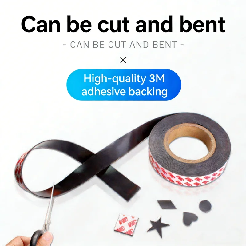 Enhanced Magnetic Adhesive Strip Tape - 1 Meter, 1.5mm Thickness, Strong Adhesion for Home, Office, and Teaching Aids