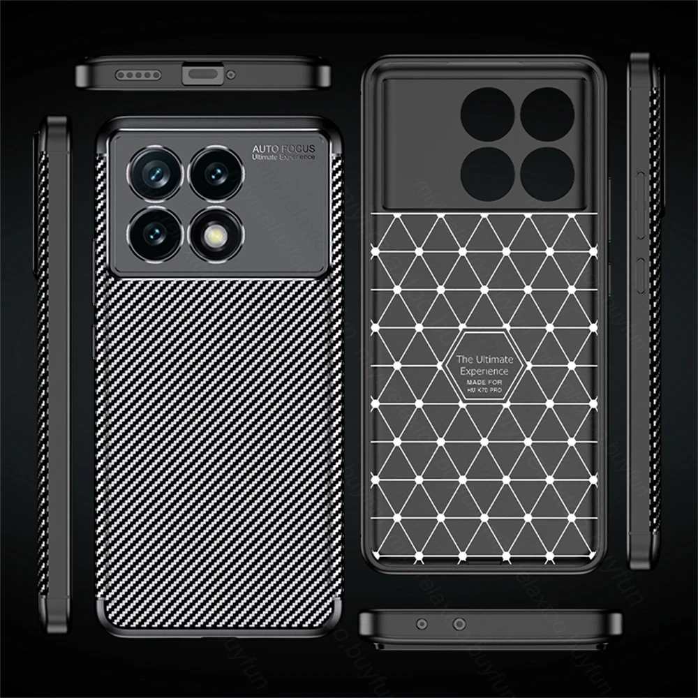 Carbon Fiber Texture Back Cover For Xiaomi Poco X6 Pro 5G Case TPU Soft Shockproof Coque PocoX6Pro Poko Little X 6 X6Pro 6X 5G 5