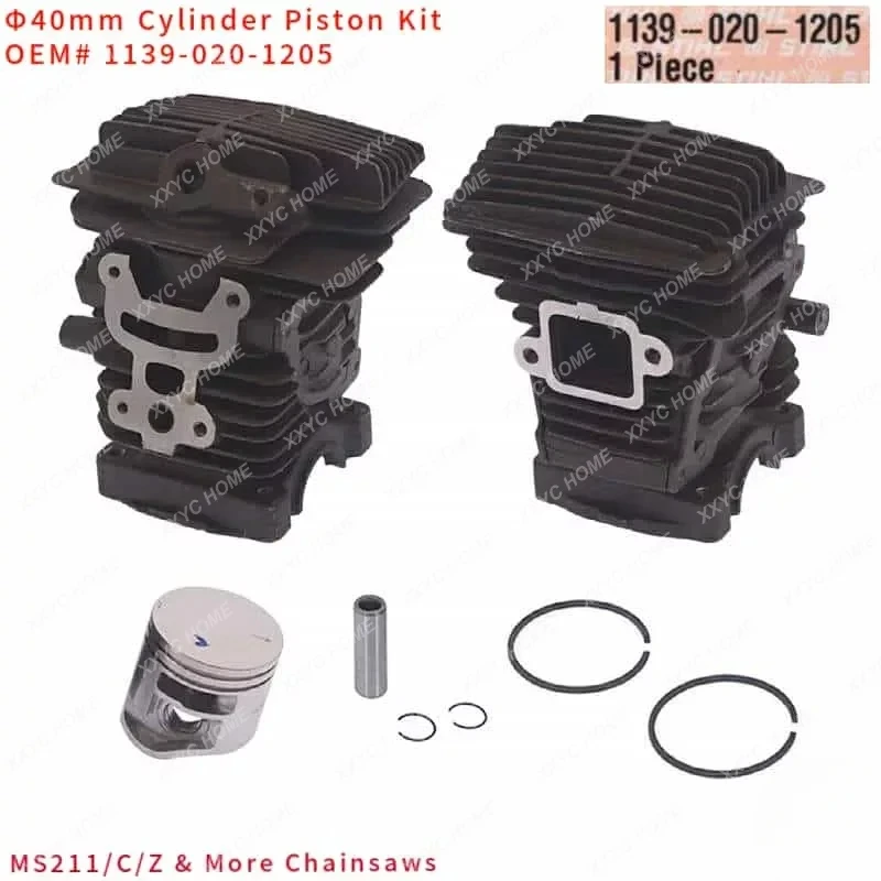 

MS211 набор цилиндров 40 мм 1139-020-1205 хромированное покрытие для STIHL MS211C MS211Z стандартные кольца на запястье стопорные кольца в сборе