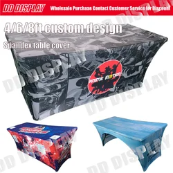 DD Custom Logo Full Printing 6ft Spandex Table Cover Stretch Hotel Banquet Wedding Exhibition Counter Decor Indoor Outdoor Cover