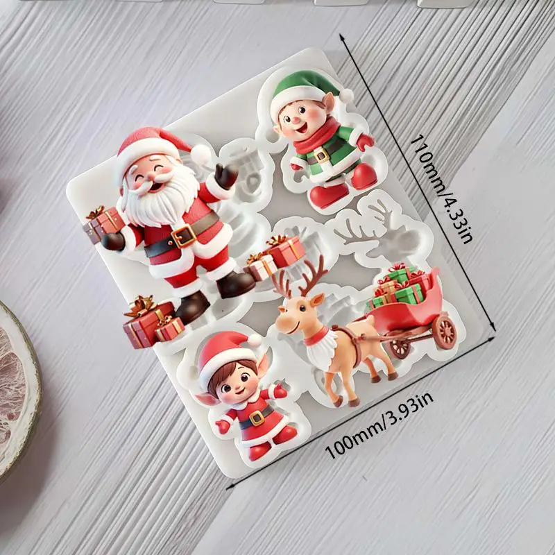 Reindeer Santa Claus Sleigh Elf Christmas Silicone Sugarcraft Mold Cupcake Baking Mould Fondant Cake Decorating Tools