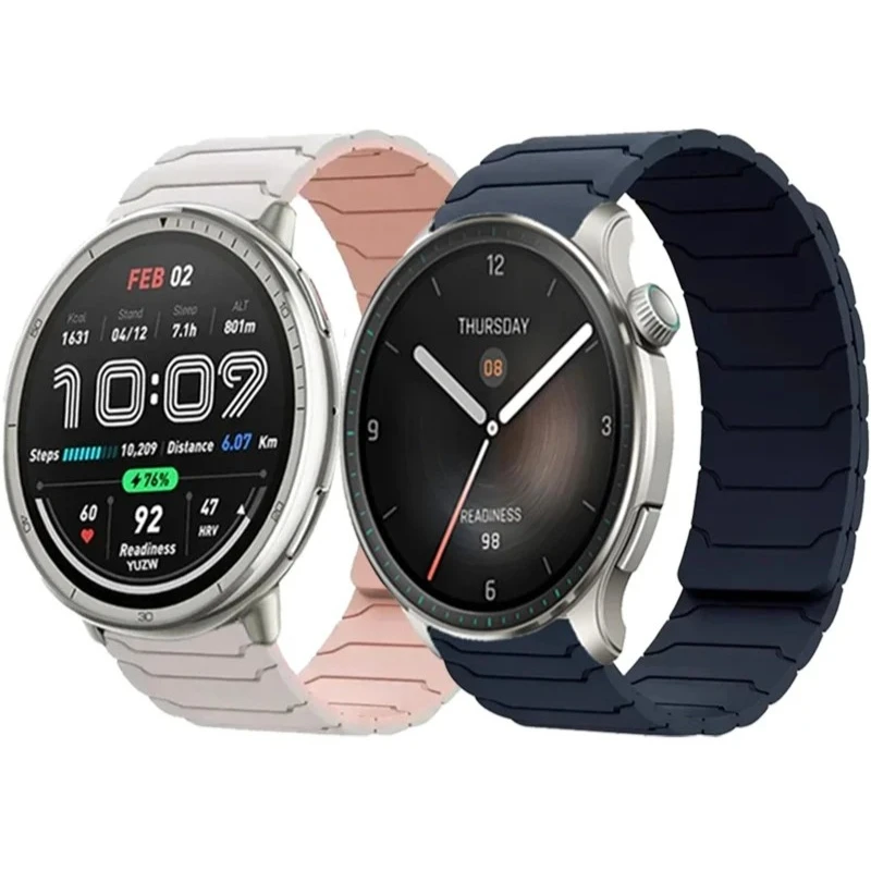 Magnetic Loop Silicone Watch Strap with Armor Pattern, 22mm/20mm