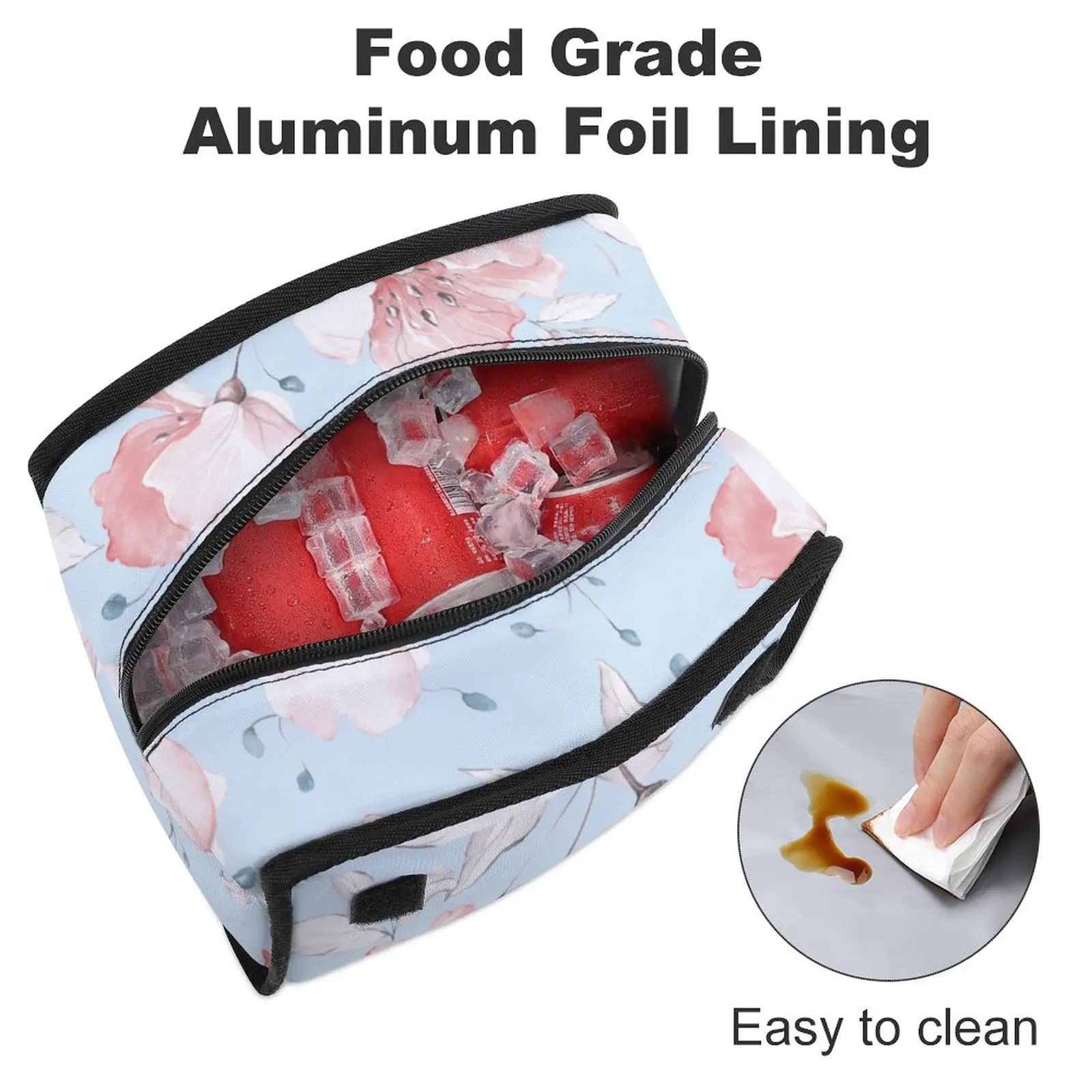 Big Flower Women's Thermal Lunchbox Sandwich Bag Work Thermal Lunch Box for Food Multipurpose Lunch Bags Custom Print Food Bag