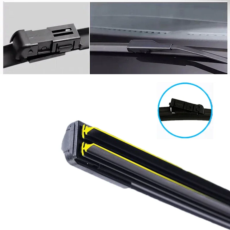 thumbnail image 1 of Escobillas limpiaparabrisas de coche universales de goma suave de doble capa sin marco y sin soporte, 14", 16", 19", 20", 21", 22", 24" y 26", 1 of 5