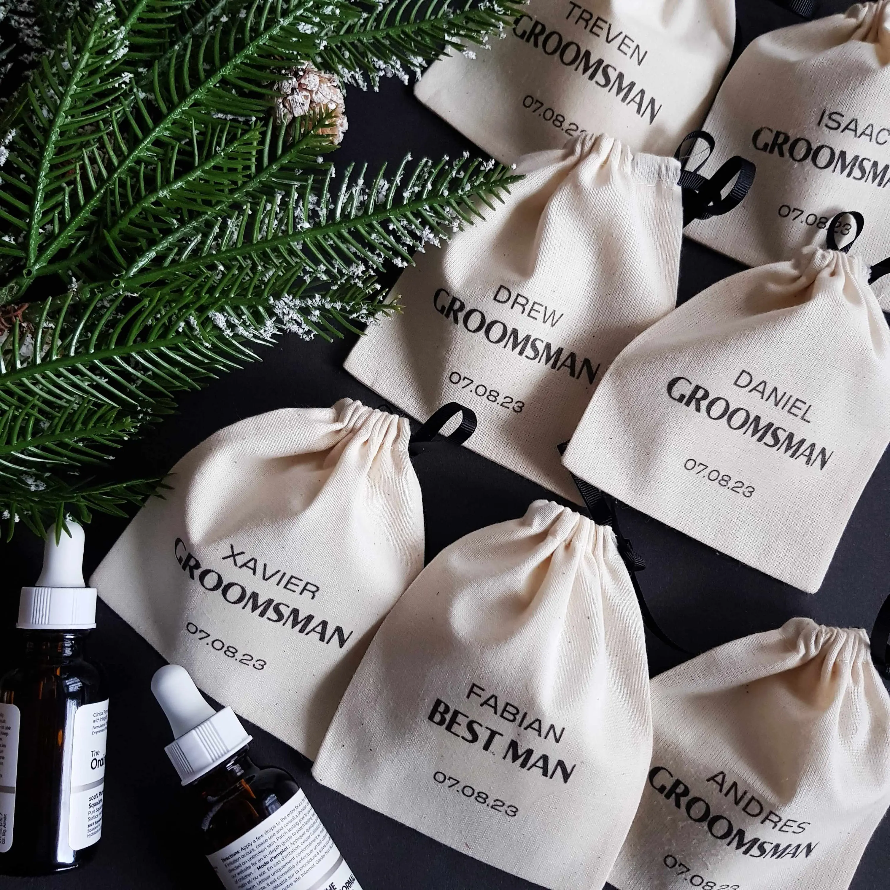 리본이 달린 면 선물 가방, 5x7cm, 8x10cm, 9x12cm(3.5 인치 x 4.75 인치), 10x15cm(4 인치 x 6 인치) 쥬얼리 메이크업 포장 파우치, 13x17cm