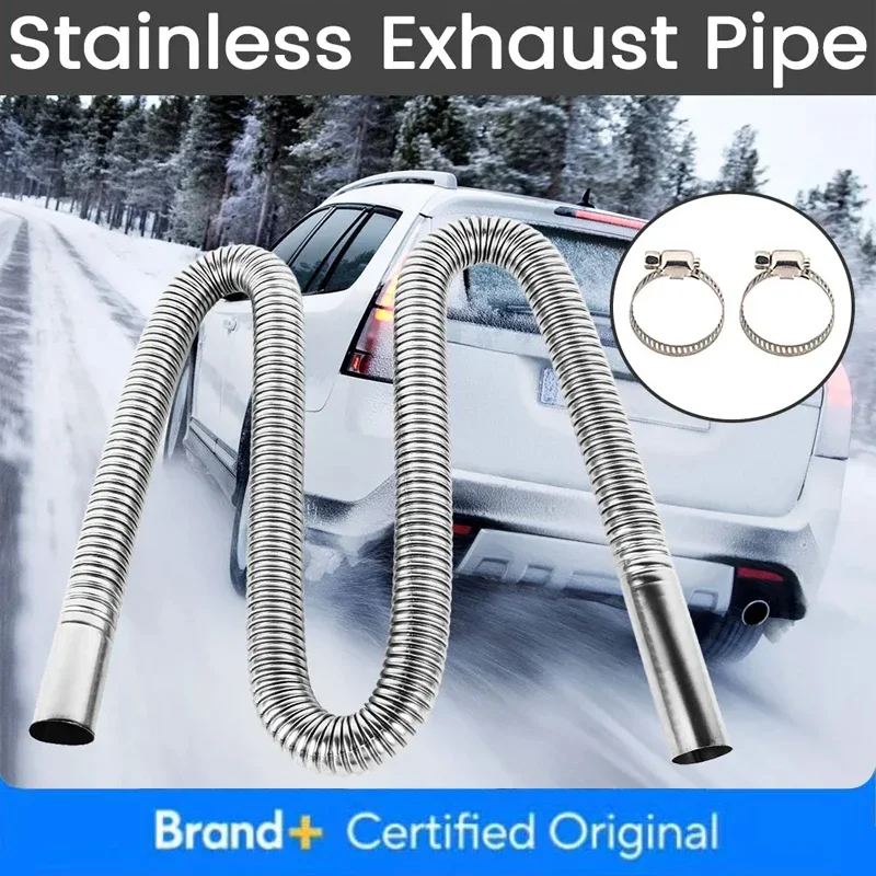 60cm-300cm Air Diesel Parking Heater Stainless Steel Exhaust Pipe Tube Vent Hose Elbow Connector W /Clamps For Car Truck Va