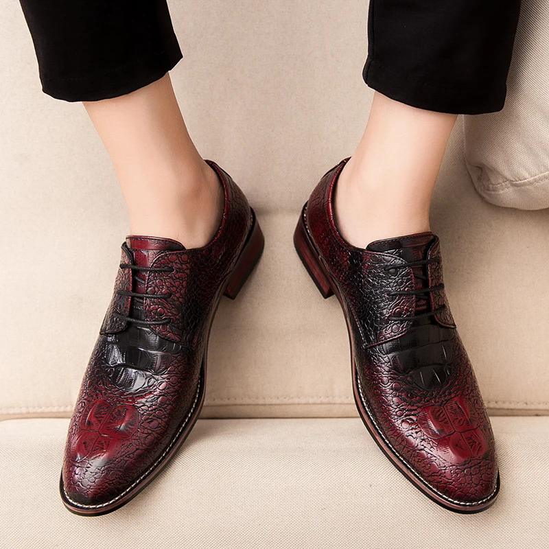Men Derby Shoes Fashion Patchwork Lace-Up Dress Classic Loafer Wedding Causal Business Footwear Party Big Size 38-48