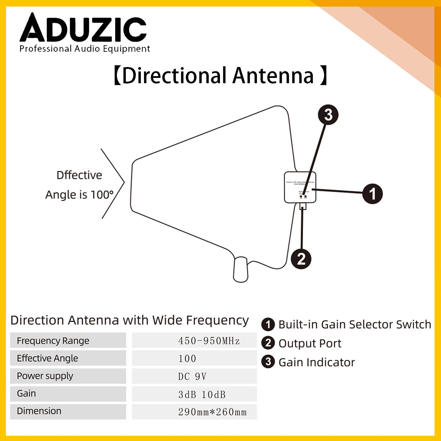 Aduzic 방수 안테나 16채널 안테나 결합기 스펙트럼 분배기 RF 신호 증폭기 450-950Mhz 모든 무선 마이크 A16용