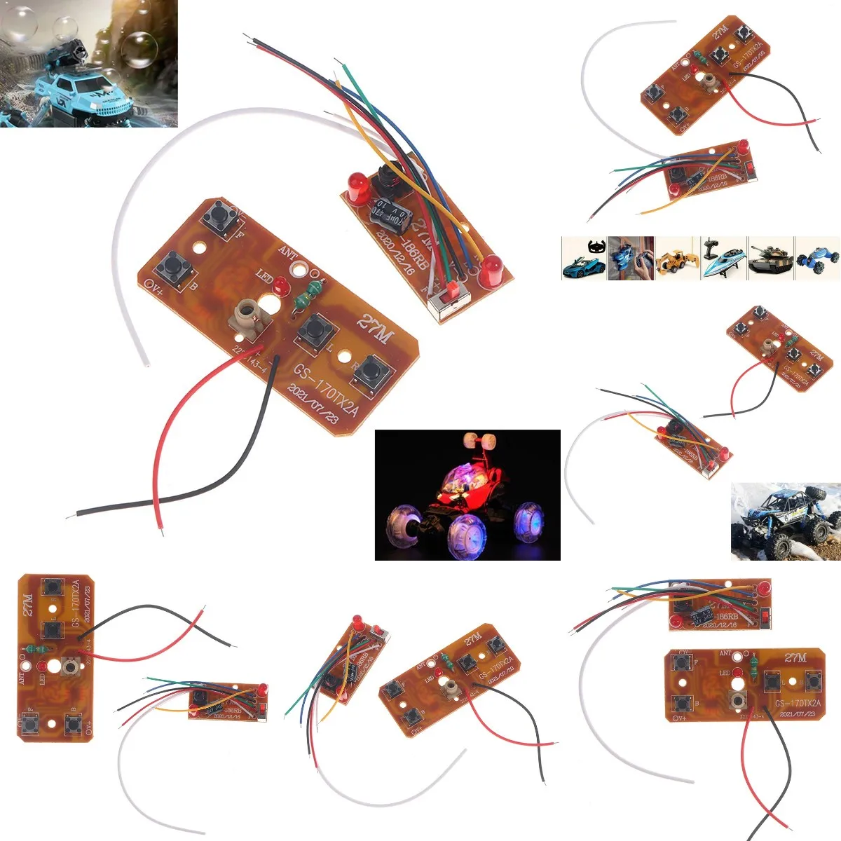 Scheda trasmettitore e ricevitore PCB con circuito 27 MHz per telecomando per auto RC 4CH con sistema radio antenna