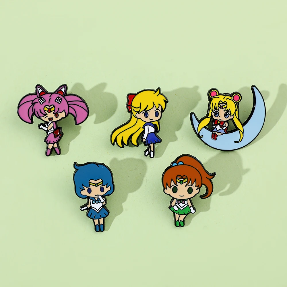 

Sailor Moon Enamel Pin Mizuno Ami Hino Rei Badge Cute Brooches Lapel Pin for Jeans Shirt Backpack Accessory Jewelry Gift