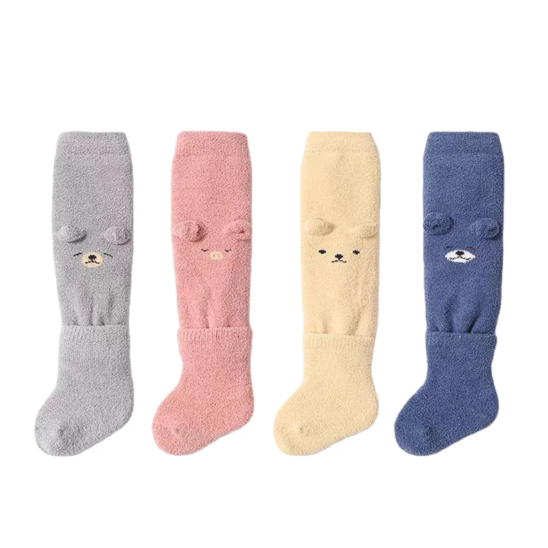 Cute Newborn Leg Warmer Socks Set Thickened Winter Baby Mittens Over Knee Protective Kneepad Infant Protection Socks