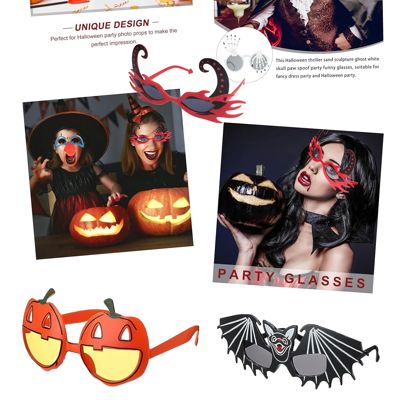 Halloween Fashion Glasses Novelty Cosplay Party Props Photo Accessories Party Favors Christmas Unique Design Lenses Decor