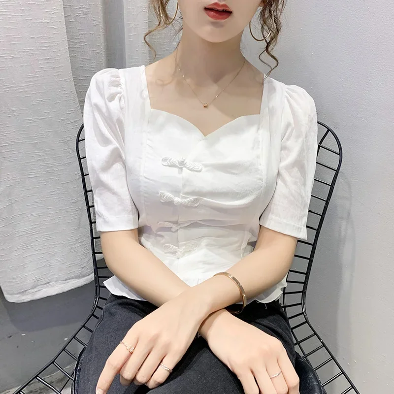 

Chinese Style Clothing Women Fashion 2020 Summer Shirts Chiffon Blouses Loose Vintage Cheongsam Tops For Women Retro Shirt 11385