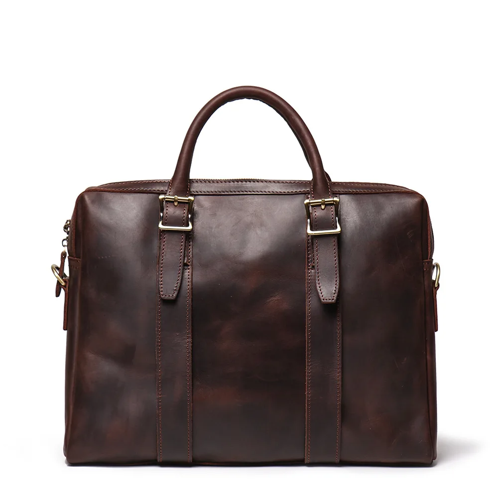 Stylish Men's Chest Bag, Genuine Leather Crossbody Bag with Large Capacity for Laptop and Documents