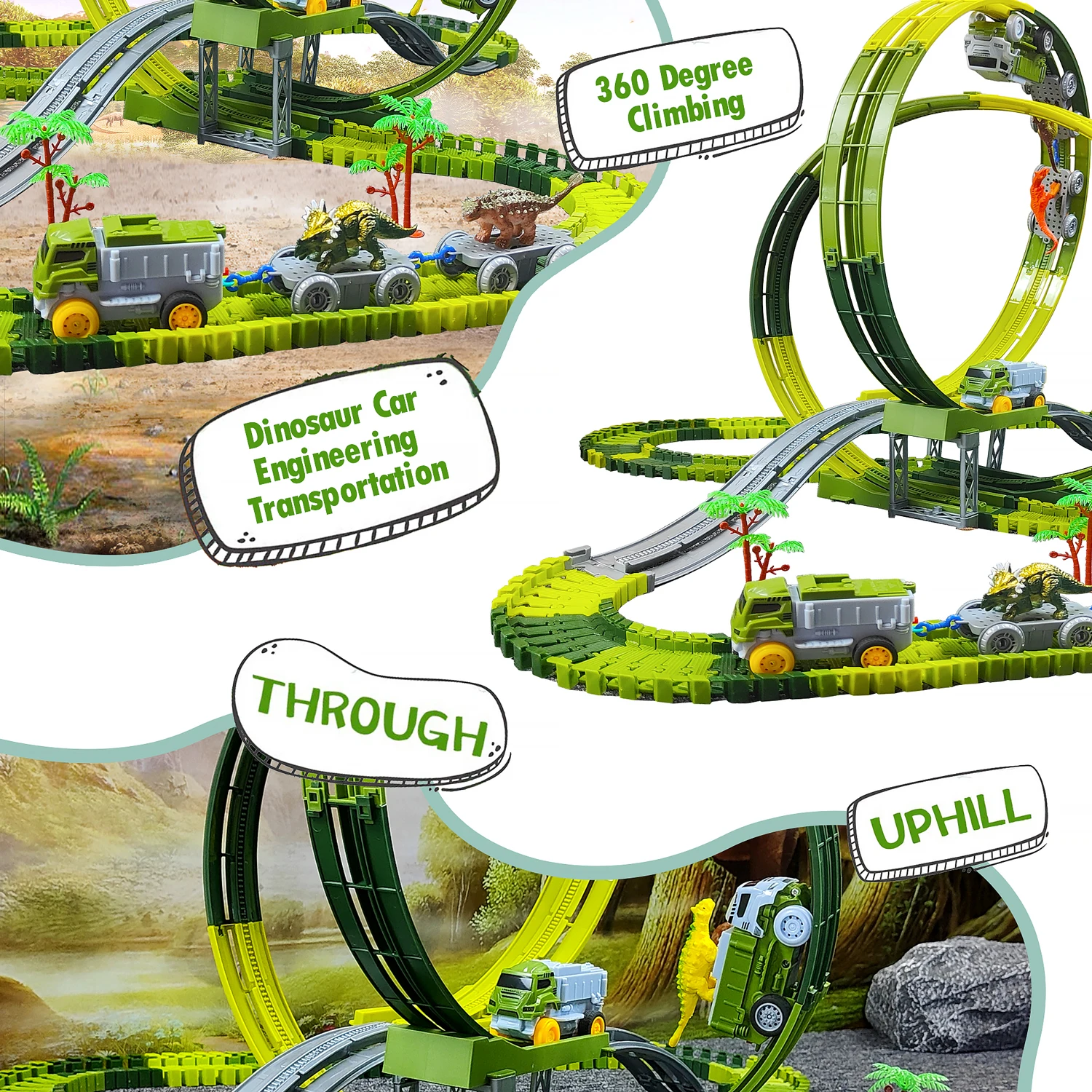 Dinosaur Toys Magic Climbing electric dinosaur car Track Railway Toy Bend Flexible Race Track High Quality Toy For Kid 3