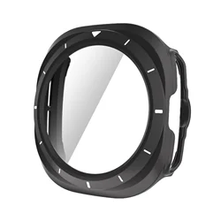 Durable Glass + Case with Tempered HD Film for Smartwatch Protection (Black White)