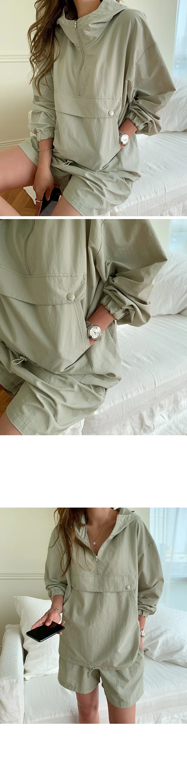 New Summer Women's Suit 2 Pieces Set Hooded Long Sleeve Hoodies and Shorts Female Sporty Chic Casual Solid Tracksuit