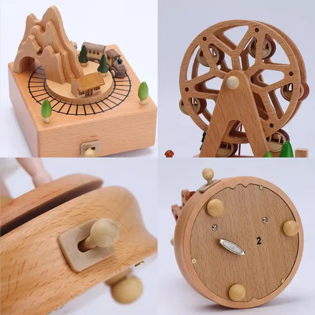 Wind Up Musical Box Wooden Music Box Wood Crafts Retro Birthday Gift Vintage Home Decoration Accessories Valentine's Day Gift 5