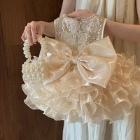 Robe tutu pour petites filles, vêtements pour nouveau-nés, robe de princesse avec gros nœud, pour 1er an, anniversaire, mariage, baptême, fête pour nourrissons 1
