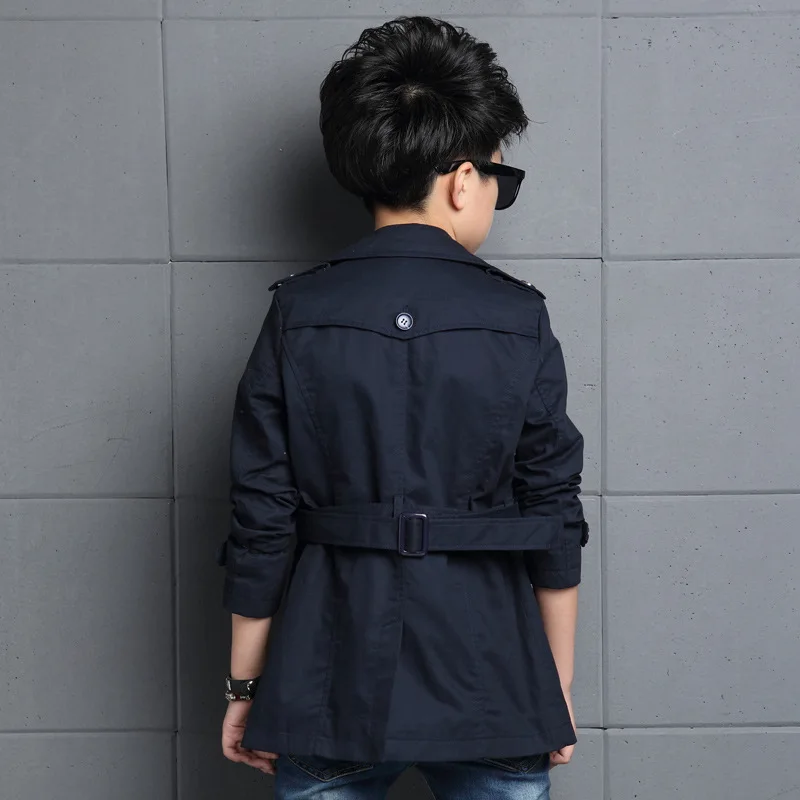 Kids jacket Boys Double-breasted Belted Trench Coats Slim Windbreaker size 4-13